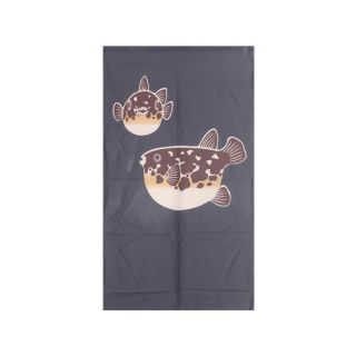 noren giapponese con disegno fugu tenda in cotone blu con pesce palla