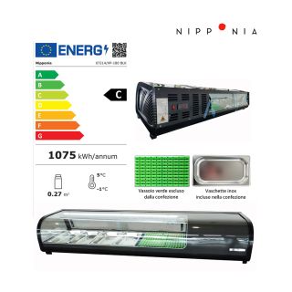 nipponia sushi showcase vetrina frigorifera 180cm nera