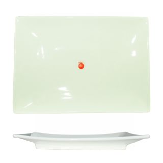 piatto rettangolare in ceramica bianca