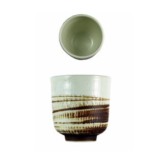 Bicchiere da the in ceramica bianca e marrone