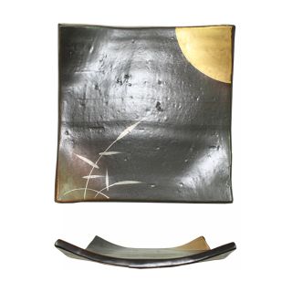 gold moon piatto quadrato in ceramica