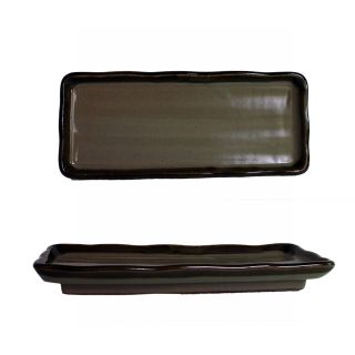 Piatto rettangolare verde marrone M