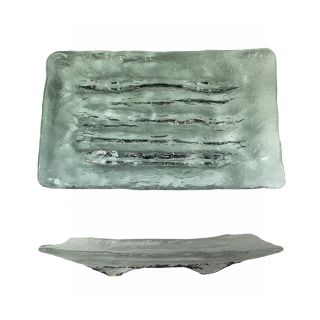 Ice Glass Piatto rettangolare in vetro effetto ghiaccio